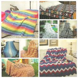 pdf vintage afghan favorites knitted and crochet pattern - digital instant download - afghan 0014