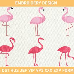 Flamingo Machine Embroidery Design, Flamingo Embroidery Designs, Pink Flamingo Embroidery 3 size