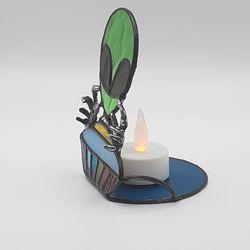ufo suncatcher, ufo stained glass candle holder, alien tealight holder, alien stained glass cupcake rainbow suncatcher
