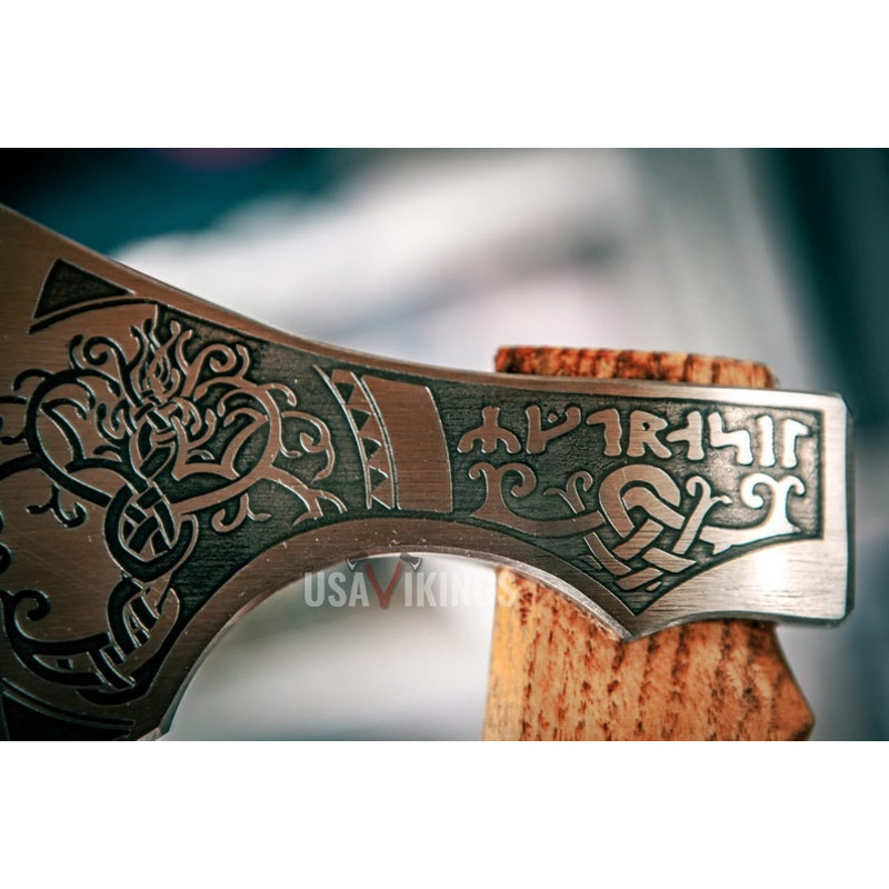 Custom Gift Forged Damascus Steel Viking Axes with Rose Wood Shaft, Viking Bearded Camping Axe, Best Birthday Gift (3).jpg