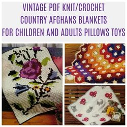 pdf vintage afghan favorites knitted and crochet pattern - digital instant download - country afghan 1994
