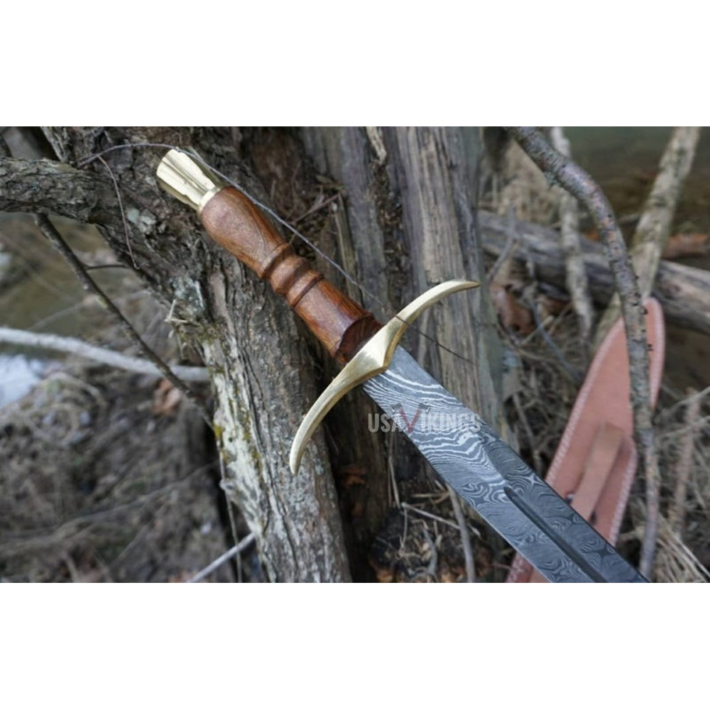 Real Medieval Viking Damascus Steel Handmade Sword with Leather sheath, Viking Sword, Best birthday Groomsmen & Anniversary Gift For Him (2).jpg