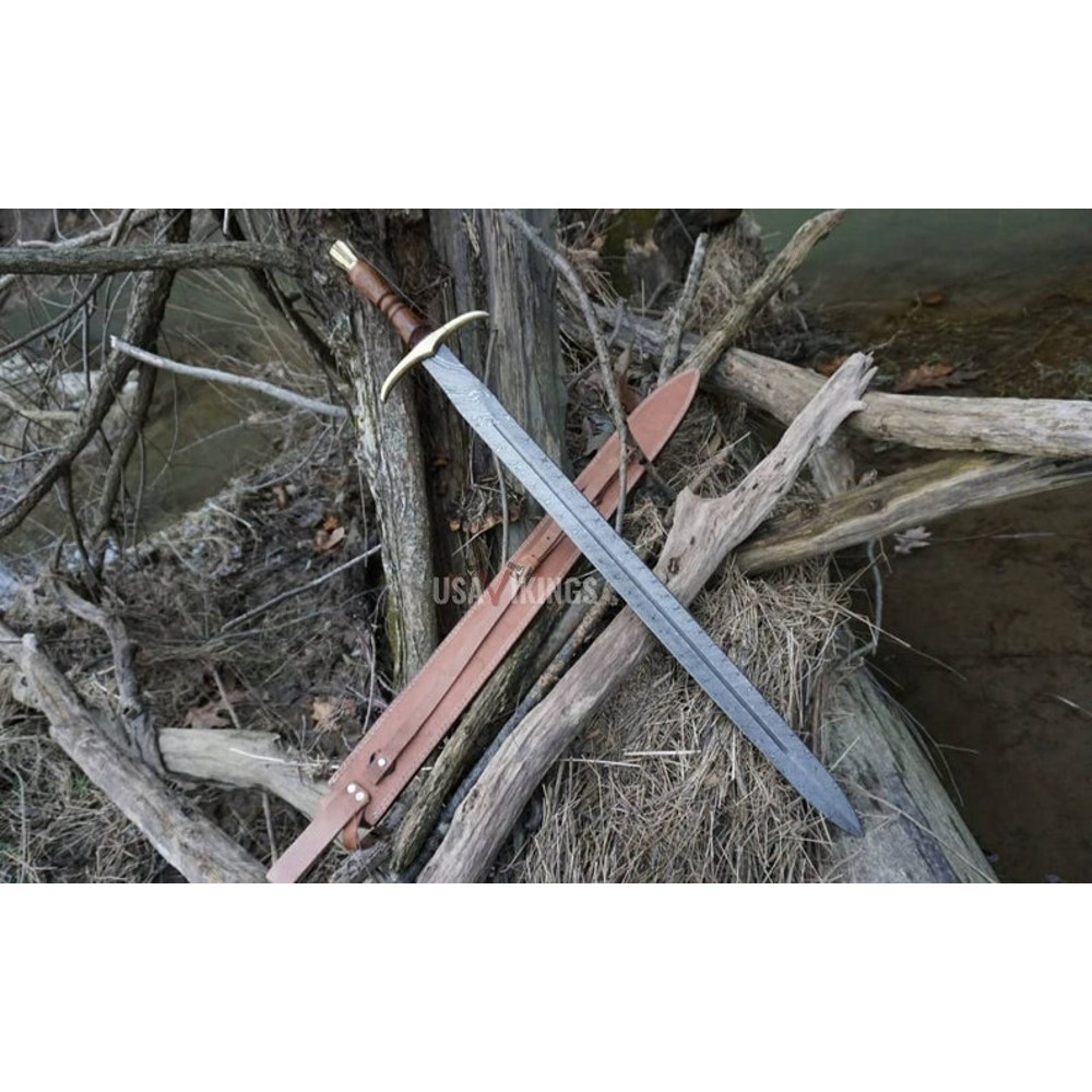 Real Medieval Viking Damascus Steel Handmade Sword with Leather sheath, Viking Sword, Best birthday Groomsmen & Anniversary Gift For Him (3).jpg