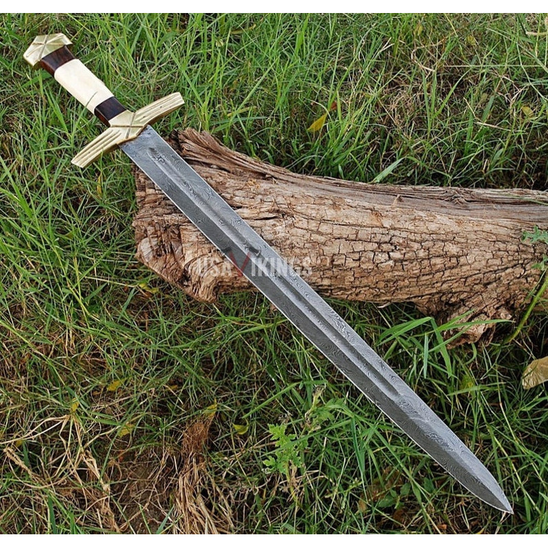 medieval sword, silver sword, swords battle ready, viking sword, celtic sword, engraved sword, Damascus Steel Sword, custom sword, handmade sword, medieval swor