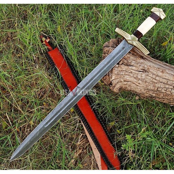 medieval sword, silver sword, swords battle ready, viking sword, celtic sword, engraved sword, Damascus Steel Sword, custom sword, handmade sword, medieval swor