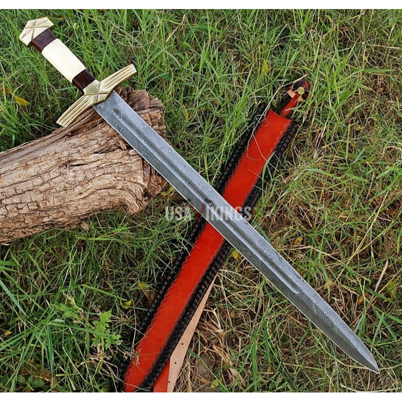 medieval sword, silver sword, swords battle ready, viking sword, celtic sword, engraved sword, Damascus Steel Sword, custom sword, handmade sword, medieval swor