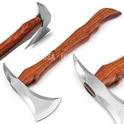 camping axe survival multitool axe with free leather sheath, handmade forged carbon steel, best mens gift for him,