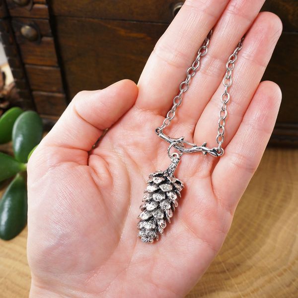silver-pine-cone-charm-branch-forest-pendant-necklace-jewelry