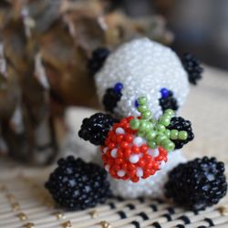 Panda figurine Panda gift Little panda bear Panda keychains 3D panda toy 3d panda beading panda amigurumi 3d beaded toy