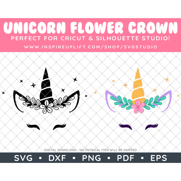 Unicorn Flower Crown by SVG Studio Thumbnail.png