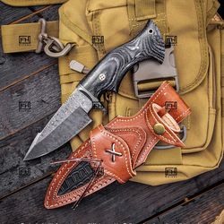 Damascus knife, Hunting knife with sheath, fixed blade Camping knife, Bowie knife, Handmade Knives Gifts For Men USA