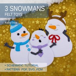 Felt Snowman Sewing Patterns, Felt Christmas ornaments