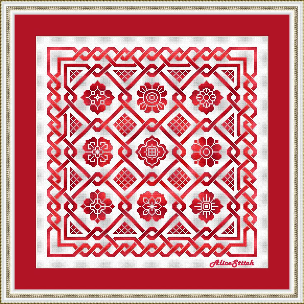 Cross Stitch Pattern Panel Celtic Knot Sampler Flowers Monochrome Ornament Abstract Pillow Counted Crossstitch Patterns 2