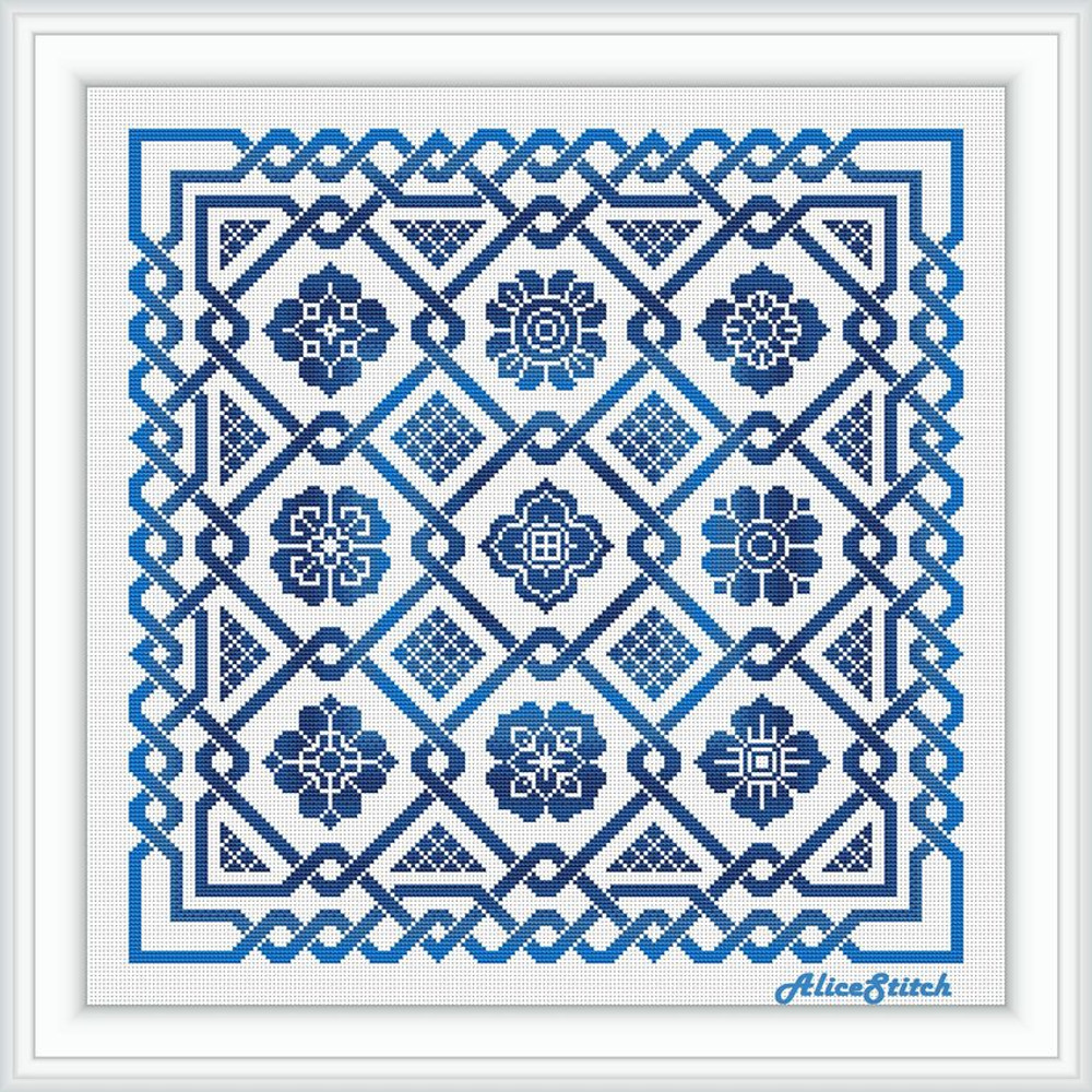 Cross Stitch Pattern Panel Celtic Knot Sampler Flowers Monochrome Ornament Abstract Pillow Counted Crossstitch Patterns 3