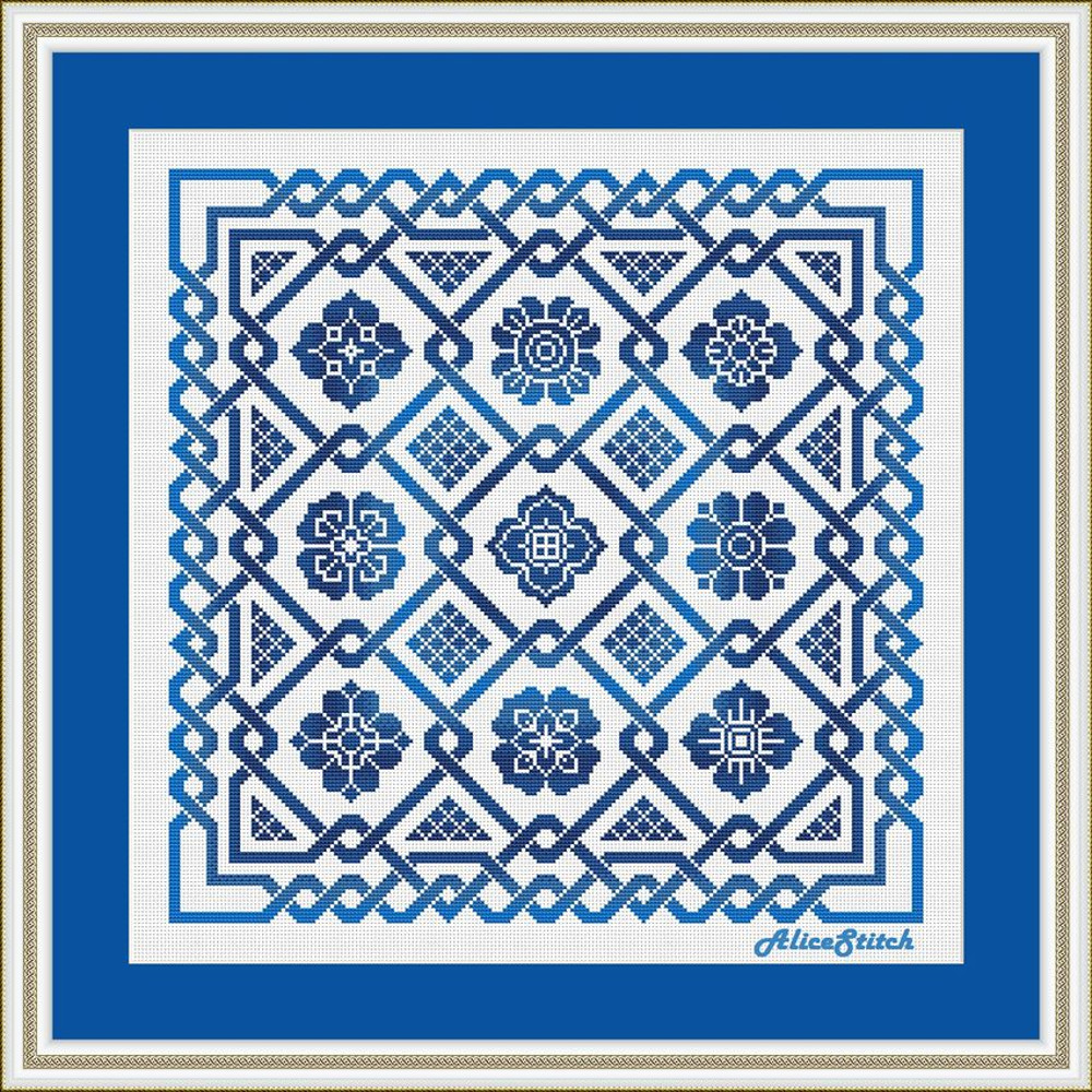 Cross Stitch Pattern Panel Celtic Knot Sampler Flowers Monochrome Ornament Abstract Pillow Counted Crossstitch Patterns 4