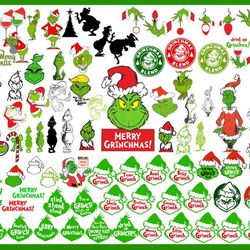 grinch face christmas bundle svg, christmas svg, xmas svg