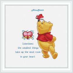 Cross stitch pattern Winnie the Pooh butterfly heart silhouette superhero Disney cartoon quote kids counted crossstitch