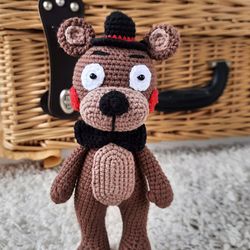 Stuffed teddy bear toy for gift. Handmade bear for 5 nights for Freddy , Plush toys for baby, Crochet animals for kids