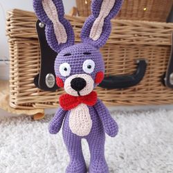 Stuffed bunny toy for gift. Handmade bear for 5 nights for Freddy , Plush toys for baby, Crochet animals for kids