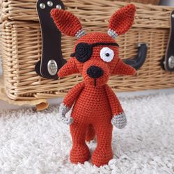 stuffed fox toy for gift. handmade fox for 5 nights for freddy , plush toys for baby, crochet animals for kids
