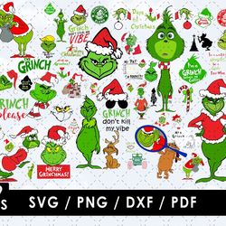Grinch Face Svg Files, The Grinch Svg Files, Grinch Face Png Images, Grinch Ornament Svg, Clipart Bundle