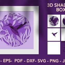 Bird shadow box SVG 3D shadow box Hummingbird shadow box svg