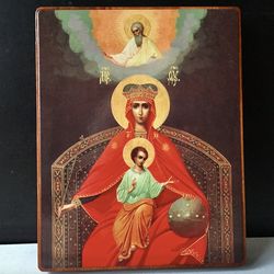 Orthodox Icon Of The Mother Of God - Sovereign | Printing Mounted On Wood | Size: 21 X 16 X 2 Cm