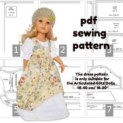 pdf pattern for gotz doll 48-50 cm/18-20", dress and sundress for doll, doll clothes, pdf pattern doll dress for gotz