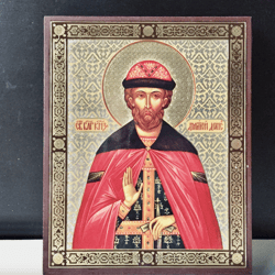 Holy Prince Dmirty of Don | High quality Lithohraphy icon mounted on wood | Size: 6,2" x 5,1"
