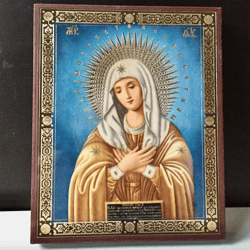 The Seraphim-Diveyevo  Tenderness Emotion Icon | High quality Lithohraphy icon mounted on wood | Size: 6,2" x 5,1"