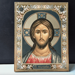 Our Lord Jesus Christ | Gold and Silver Foiled Mounted on Wood  | Wall Hanging | Size: 6 1/2" x 5"