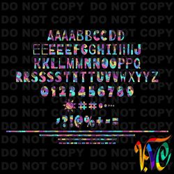 Bright colorful doodle font. EPS, SVG, DXF, PDF. Download for design and printing. Desktop License