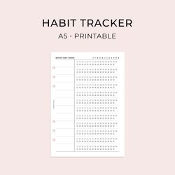 A5 Monthly Habit Tracker