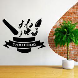 Thai Food Sticker Tom Yum, Cafe, Restaurant, Logo, Emblem, Wall Sticker Vinyl Decal Mural Art Decor