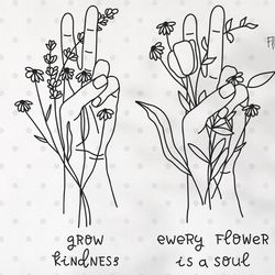 wildflower daisy svg & png botanical clipart, plant lady