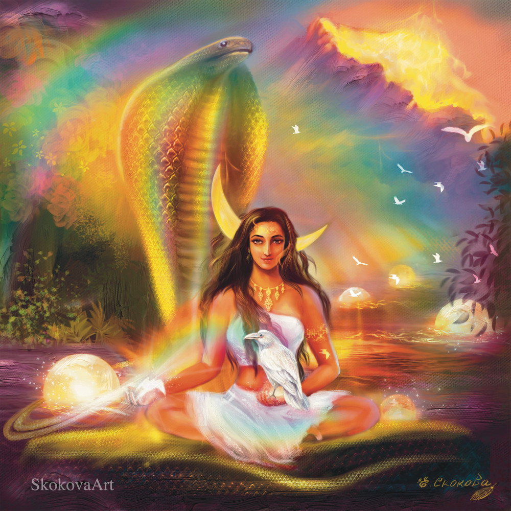 snake crow with girl