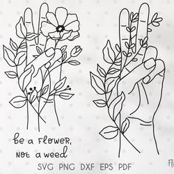 Flower Bouquet SVG & PNG botanical clipart, Peace sign.