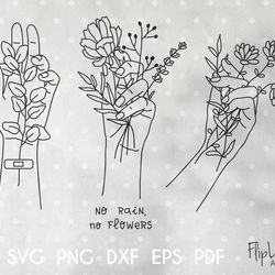 Hand with flowers, Wildflower SVG & PNG botanical clipart