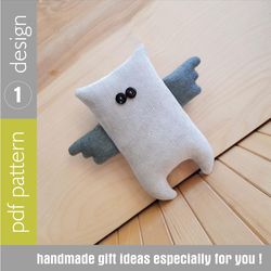 stuffed owl sewing pattern pdf digital tutorial in english, stuffed animal sewing diy