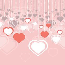Lovely decorative hearts, background in flat style, retro colors