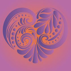 decorative heart made of floral folk ornaments