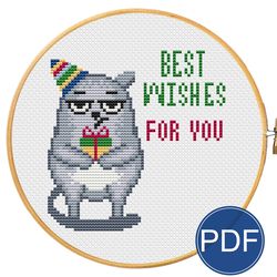 best wishes. grumpy cat for cross stitch pattern
