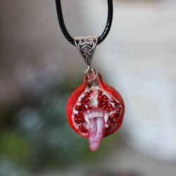 Toothy pomegranate pendant Gothic jewelry