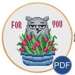 For you. Grumpy cat for cross stitch pattern