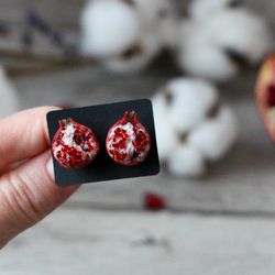 Pomegranate stud earrings