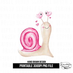 Valentines Day Cartoon Love Snail Sublimation PNG Design