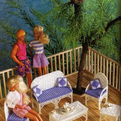 Fashion Dolls Patio - PDF Vintage Plastic Canvas Pattern - Digital Instant Download