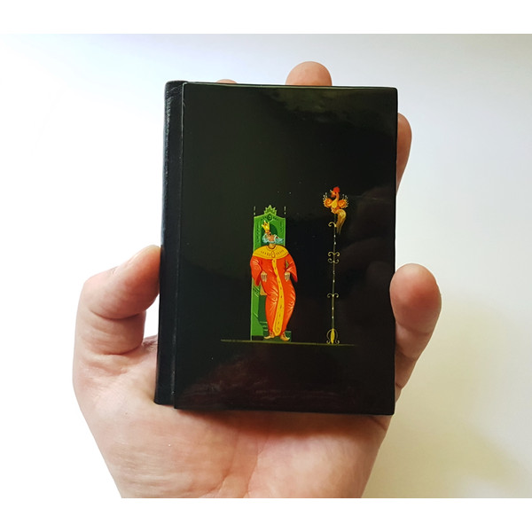 12 Vintage USSR Russian Lacquer Miniature Art Telephone book Note-pad GOLDEN COCKEREL Hand-painted Cover Mstera 1986.jpg
