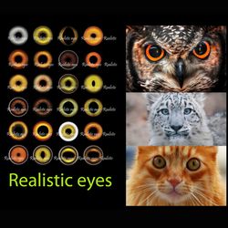 Eyes for Printing Realistic Irises, Cat Eyes, Cat Irises, Realistic Eyes, Doll Eyes, Teddy Bear, Bottle Caps, Pendants