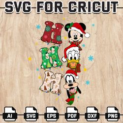 Ho Ho Ho Christmas Svg File, Mickey , Pluto , Donald Duck, Disney Christmas Tee, Merry Christmas Svg, Digital Download